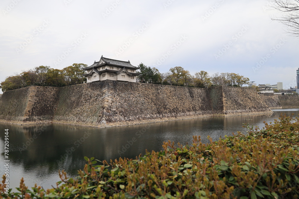 A scene of Inui-Yagura Turret of Osaka-jyo Castle in Osaka City　大阪市にある大阪城の乾櫓の風景