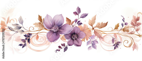 a painting of a flower with purple flowers on it