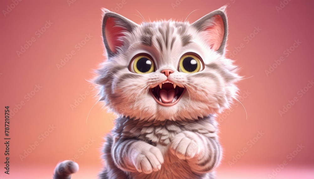 The cat looks with big eyes, is surprised and indignant, meows. cyclic rendering The cat looks with big eyes, is surprised and indignant, meows. cyclic rendering