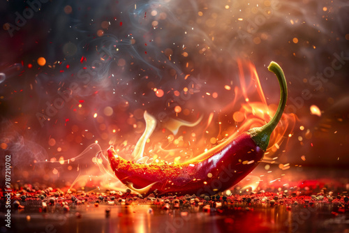 Isolated chilli on fire 