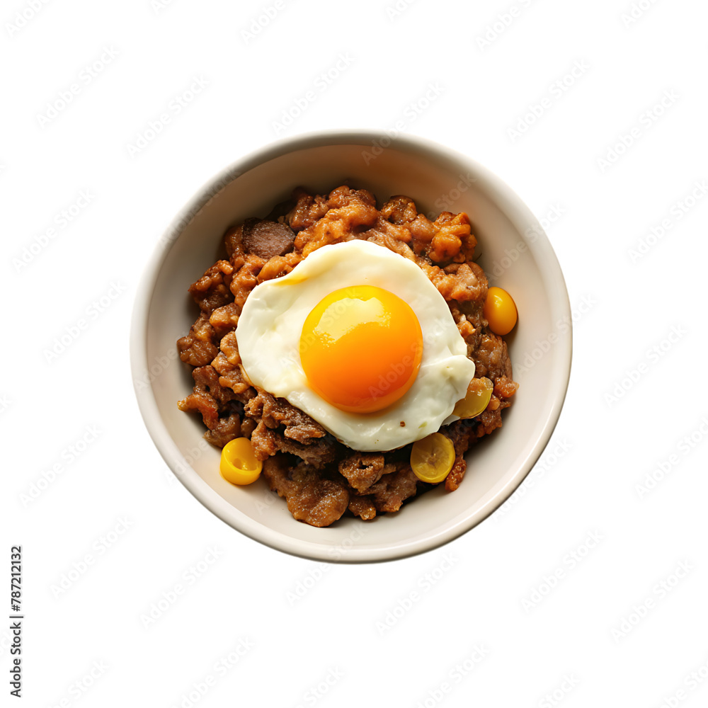plate of mexican food with a fried egg and avocado on transparent background plate of mexican food with a fried egg and avocado on transparent background