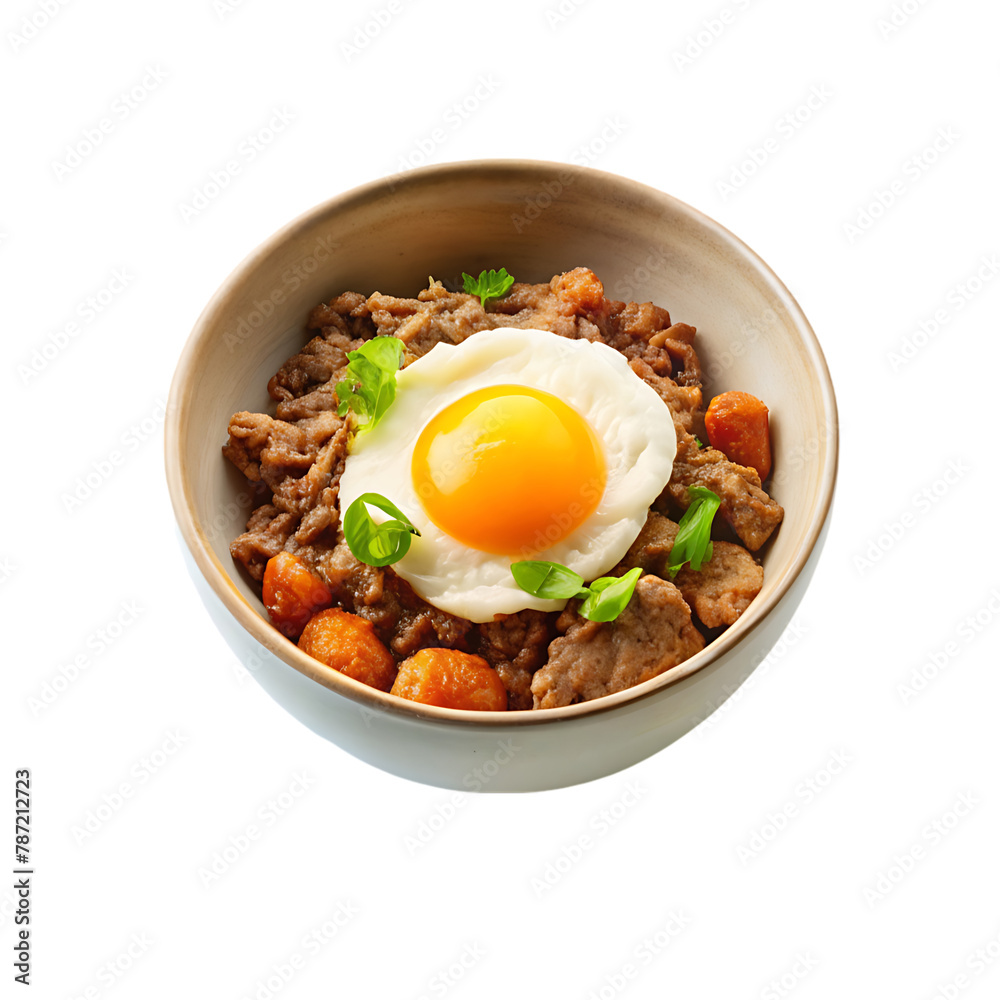 plate of mexican food with a fried egg and avocado on transparent background plate of mexican food with a fried egg and avocado on transparent background