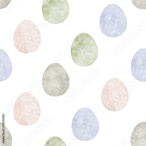 Seamless pattern with easter eggs  hand drawn illustration in watercolor style