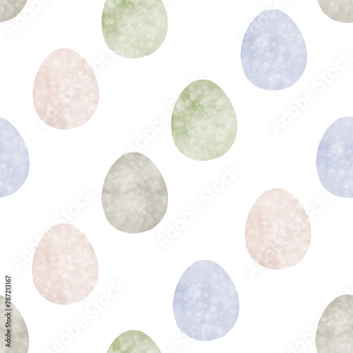 Seamless pattern with easter eggs, hand drawn illustration in watercolor style