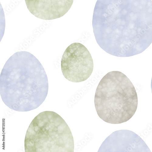 Seamless pattern with easter eggs, hand drawn illustration in watercolor style