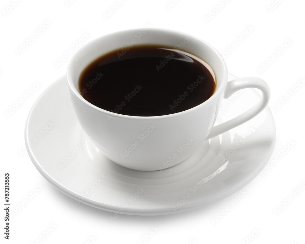 Cup of aromatic coffee isolated on white