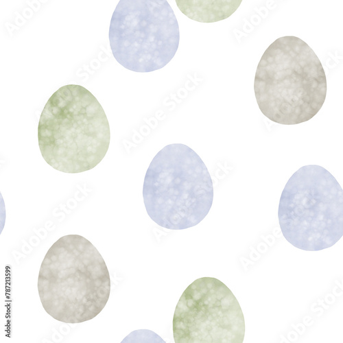 Seamless pattern with easter eggs, hand drawn illustration in watercolor style