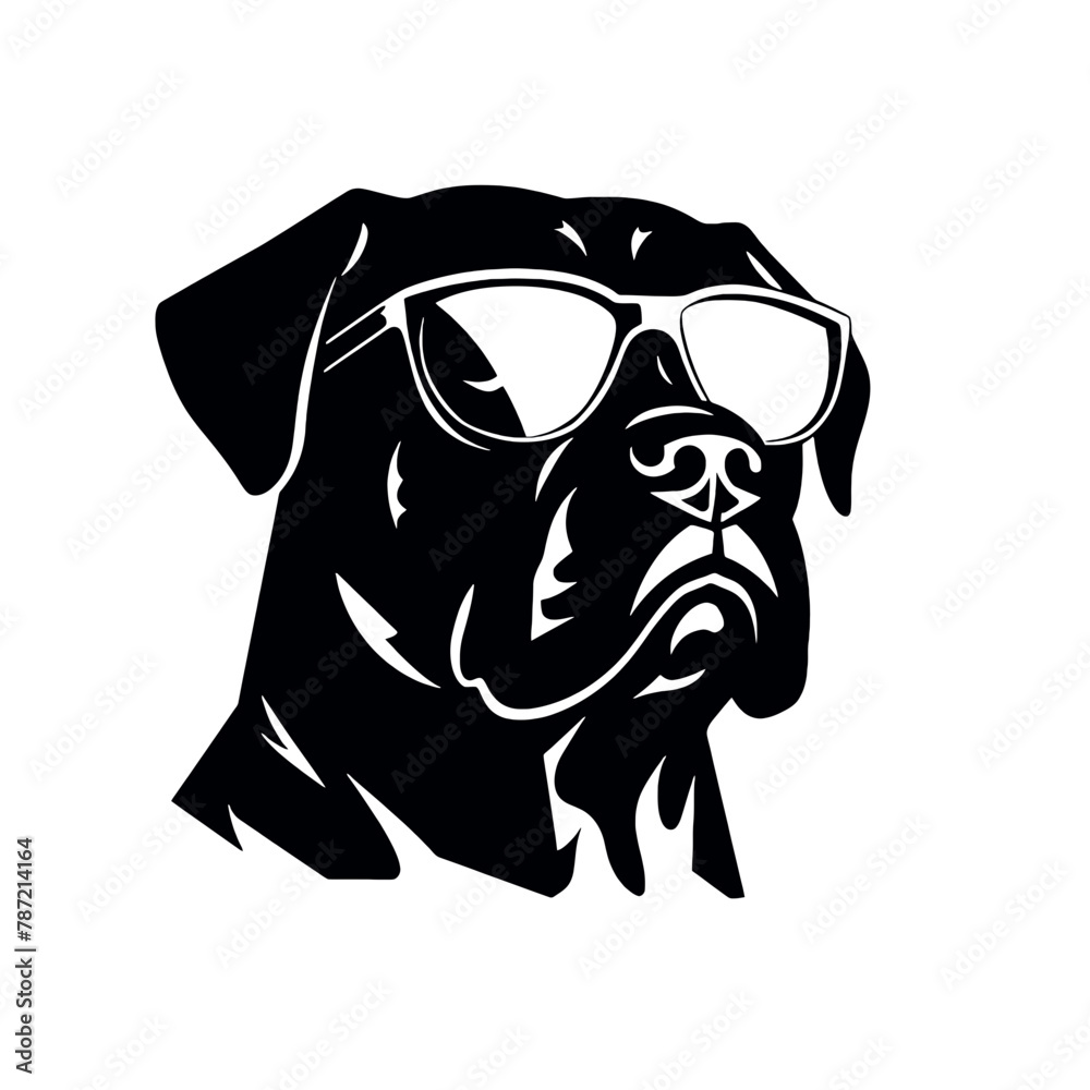 Fototapeta premium Rottweiler, Silhouettes Dog Face SVG, black and white Rottweiler vector