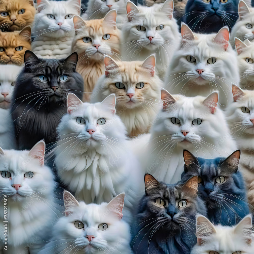 Background of many cats, cute stray cats