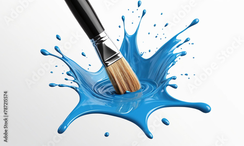 Brush stroke of blue oil paint photo