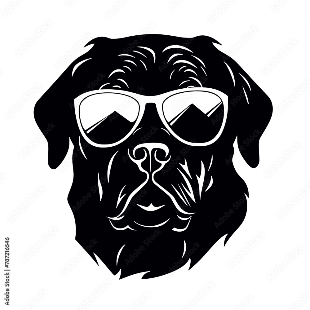 Rottweiler, Silhouettes Dog Face SVG, black and white Rottweiler vector