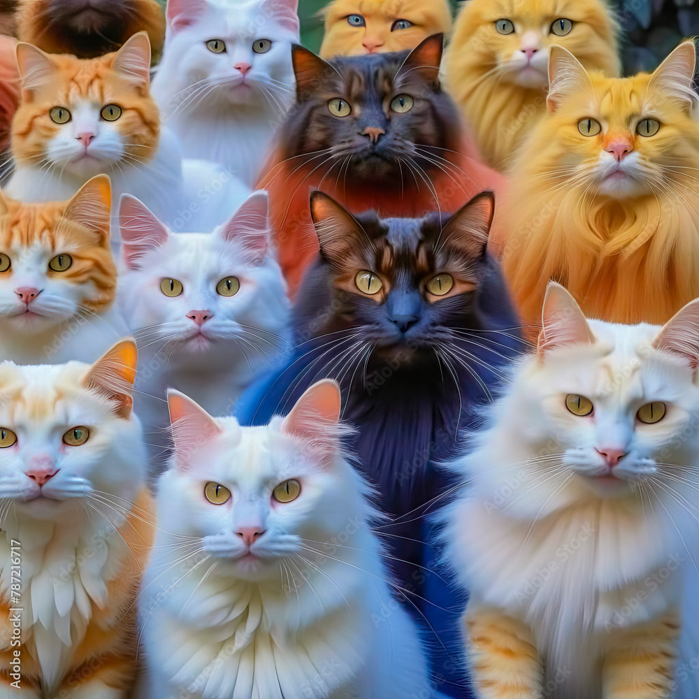 Background of many cats, cute stray cats