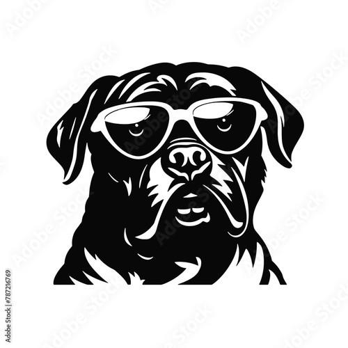 Rottweiler, Silhouettes Dog Face SVG, black and white Rottweiler vector © vectorcyan