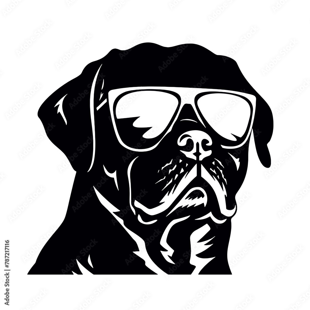 Rottweiler, Silhouettes Dog Face SVG, black and white Rottweiler vector