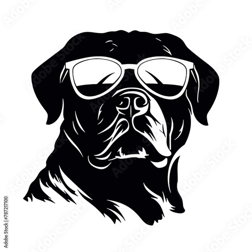 Rottweiler, Silhouettes Dog Face SVG, black and white Rottweiler vector