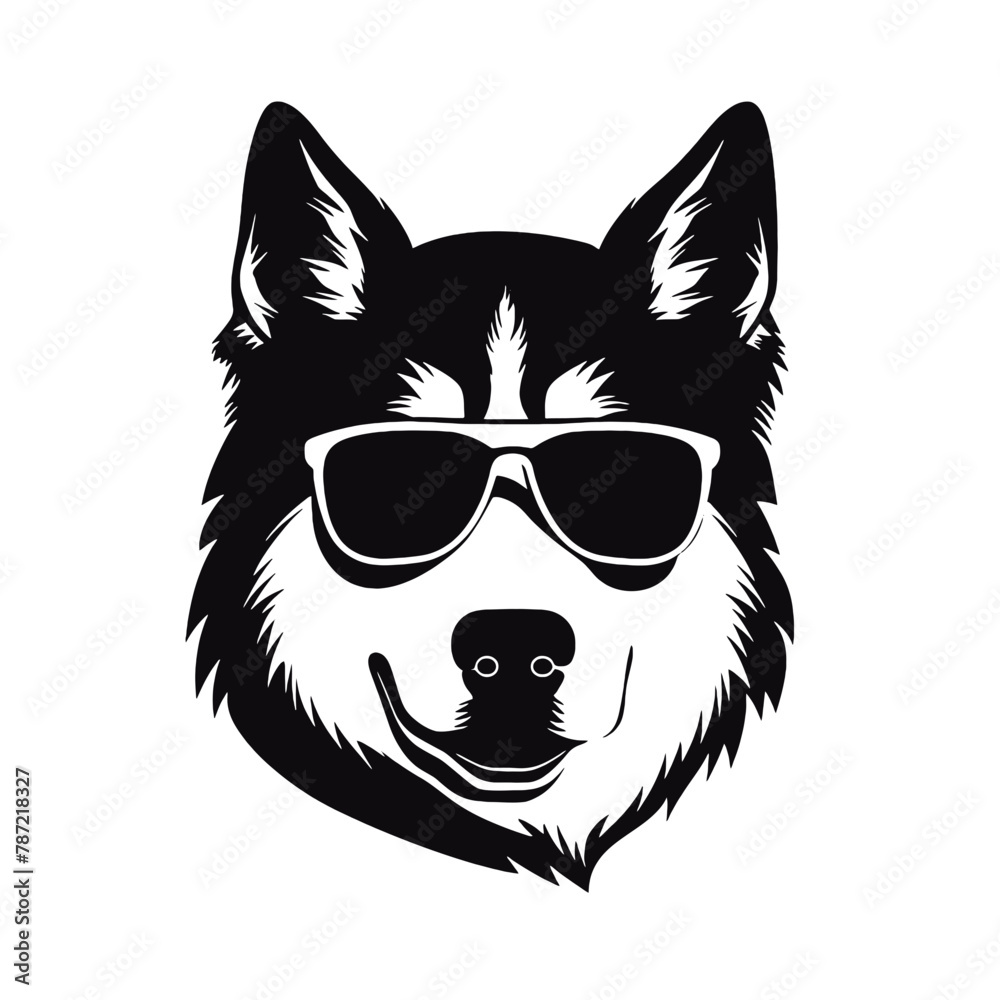 Husky silhouette. Husky black icon on white background Husky silhouette. Husky black icon on white background