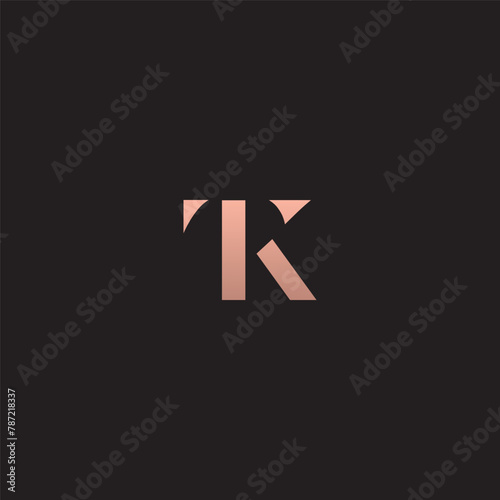 TK monogram fashion logo with stencil style letters - gold