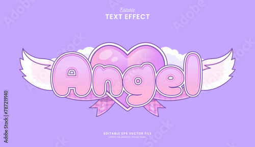 decorative angel wings editable text effect vector design