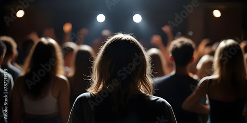 Energetic Crowd Dancing at Concert: Vibrant Music Festival Atmosphere with Excited Audience