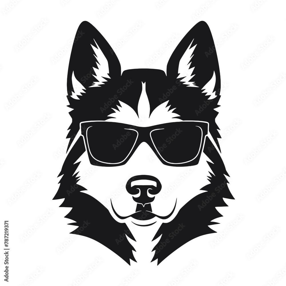 Husky banner template. Siberian Husky head on white background. Husky dog Husky banner template. Siberian Husky head on white background. Husky dog