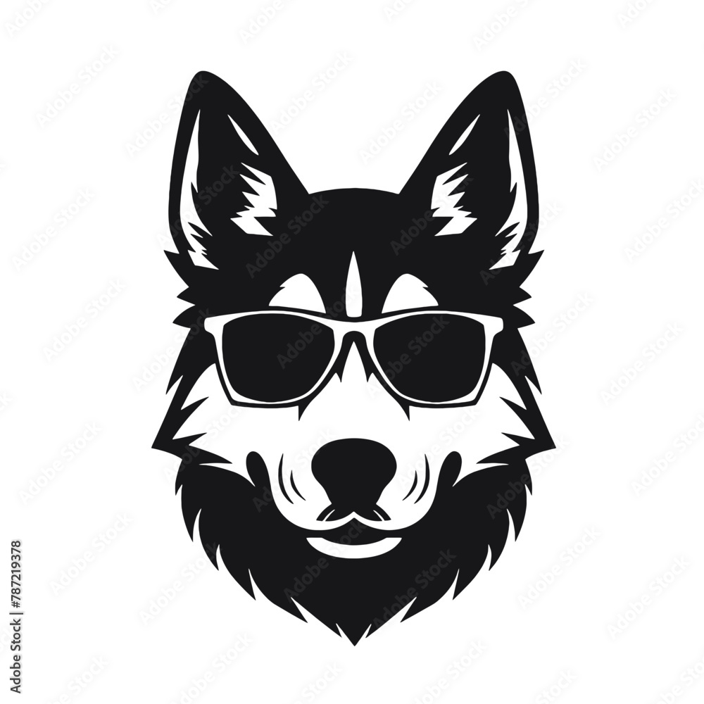 Husky banner template. Siberian Husky head on white background. Husky dog Husky banner template. Siberian Husky head on white background. Husky dog