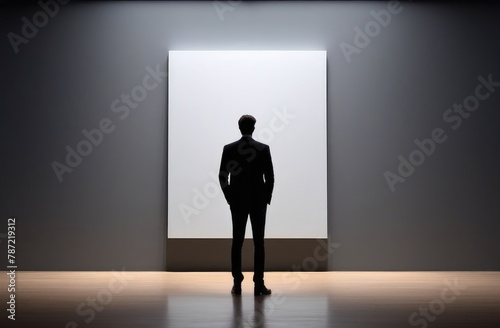 Isolated white illustration template, silhouette of man on white template background, international museum day.