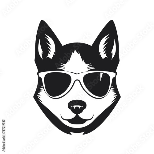 Husky banner template. Siberian Husky head on white background. Husky dog