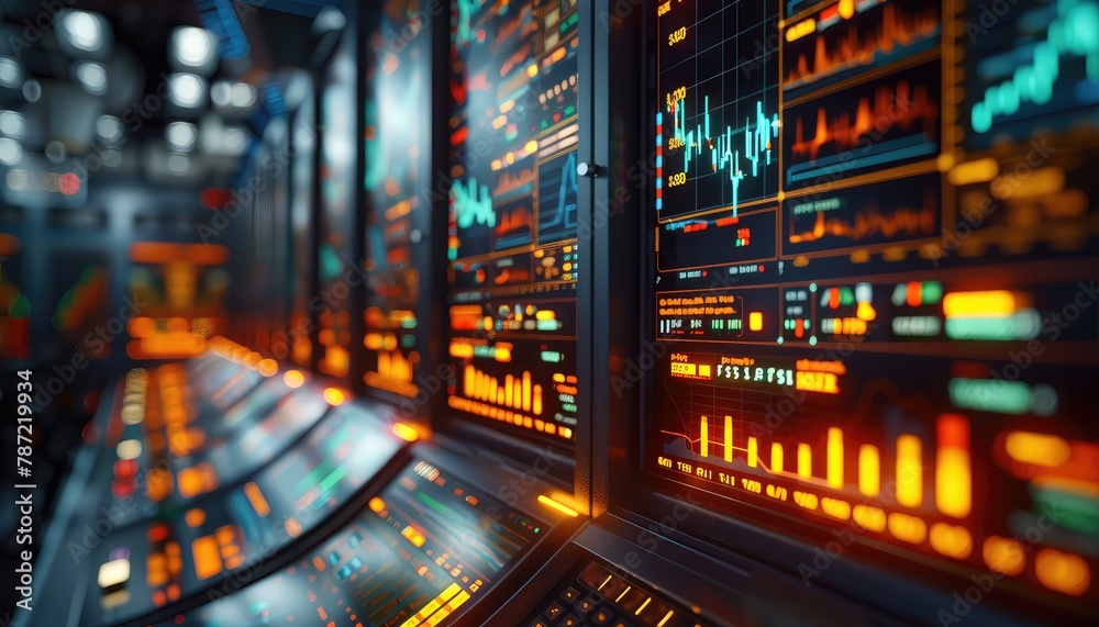 High-Frequency Trading (HFT), Showcase images of algorithmic trading systems, server farms, and trading algorithms High-Frequency Trading (HFT), Showcase images of algorithmic trading systems, server farms, and trading algorithms