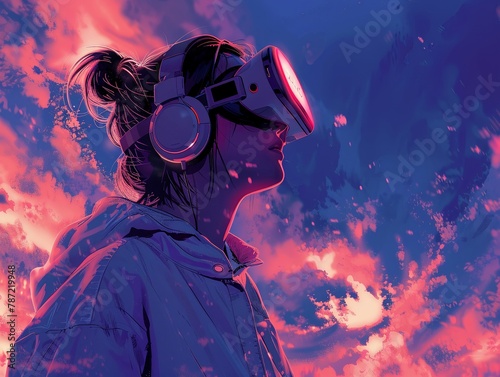 Emphasize the significance of soundscapes in storytelling through a high-angle illustration Merge audio elements with visuals to depict the transformative effect on scenes