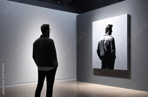 Isolated white illustration template, silhouette of man on white template background, international museum day.