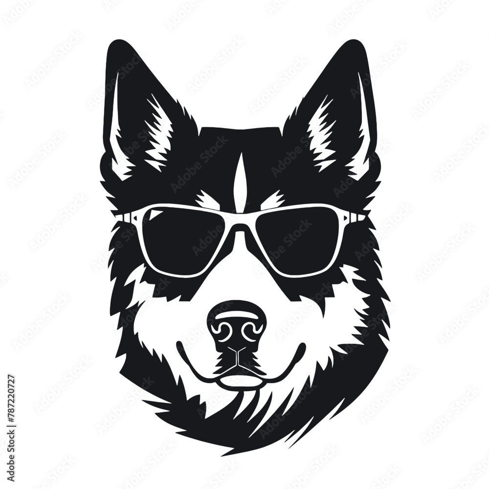 Husky silhouette, logo style vector illustration Husky silhouette, logo style vector illustration