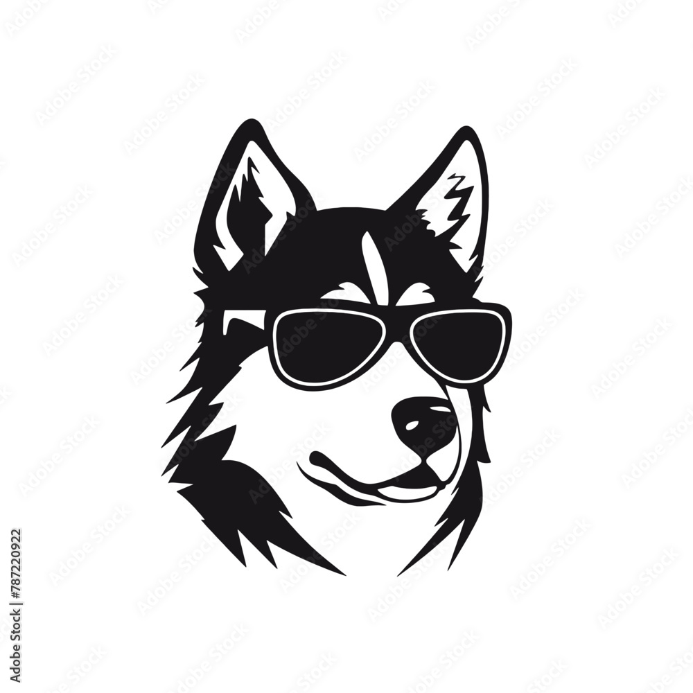Husky silhouette, logo style vector illustration Husky silhouette, logo style vector illustration
