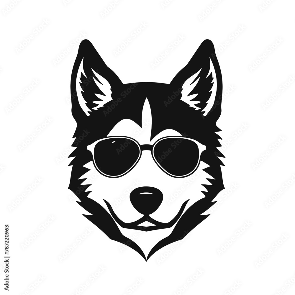 Husky silhouette, logo style vector illustration Husky silhouette, logo style vector illustration