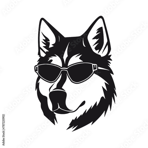 Husky silhouette, logo style vector illustration