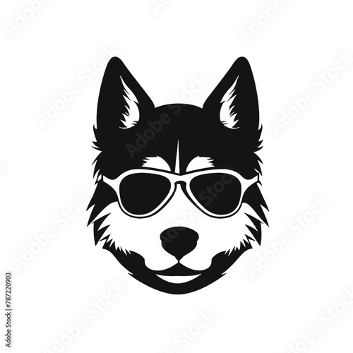 Husky silhouette, logo style vector illustration