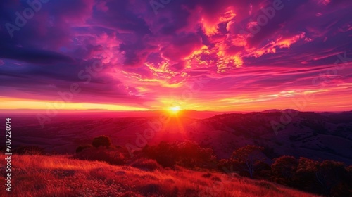 Blushing pinks warm oranges and deep purples come together in a breathtaking gradient sunset display.