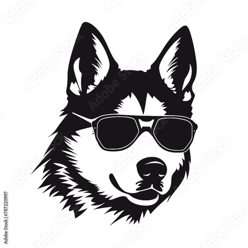 Husky silhouette, logo style vector illustration