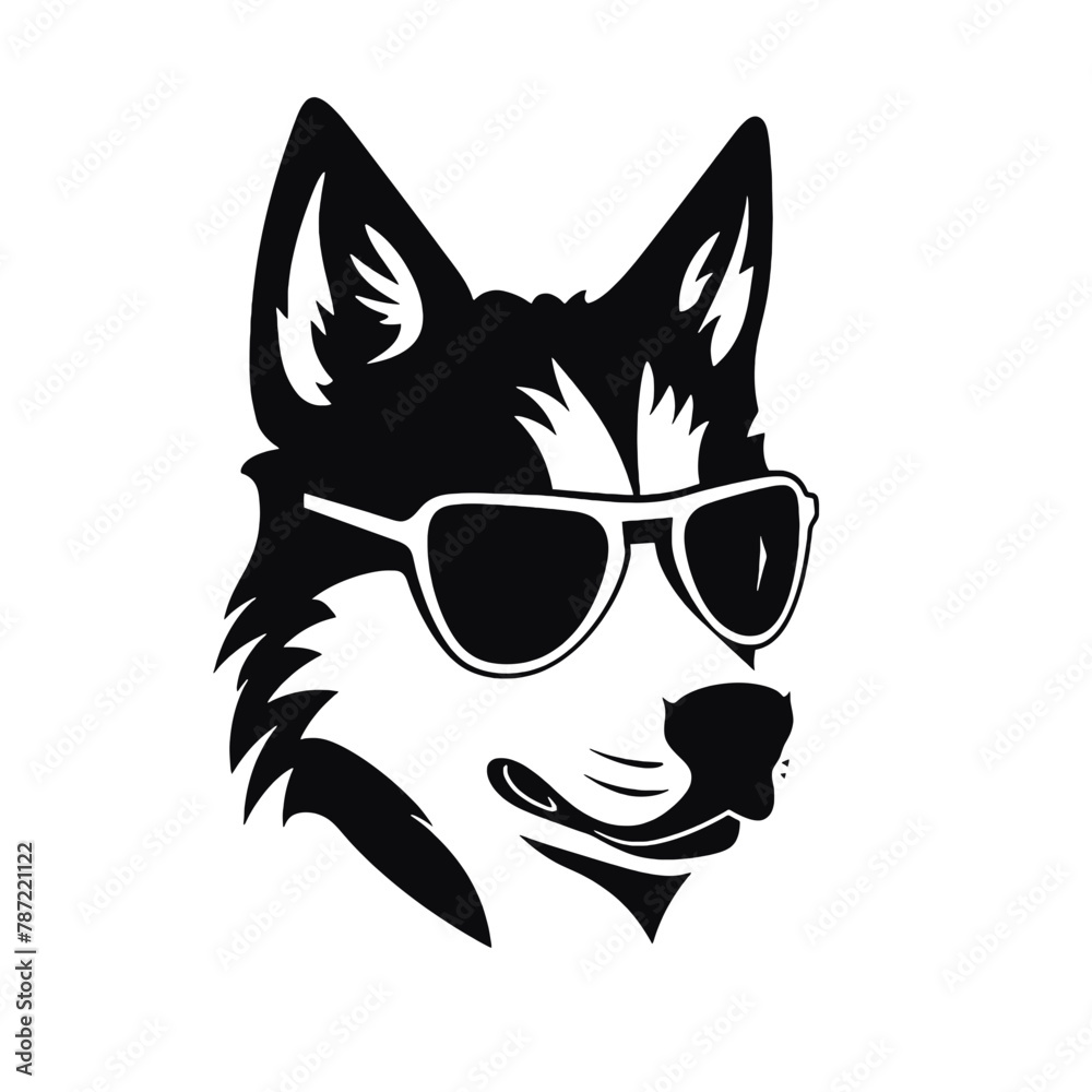 Husky silhouette, logo style vector illustration Husky silhouette, logo style vector illustration