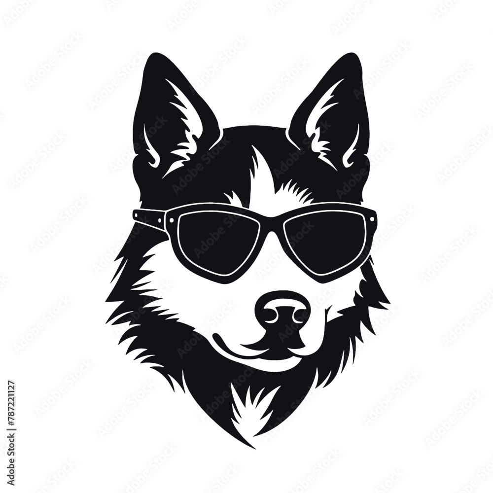 Husky silhouette, logo style vector illustration Husky silhouette, logo style vector illustration
