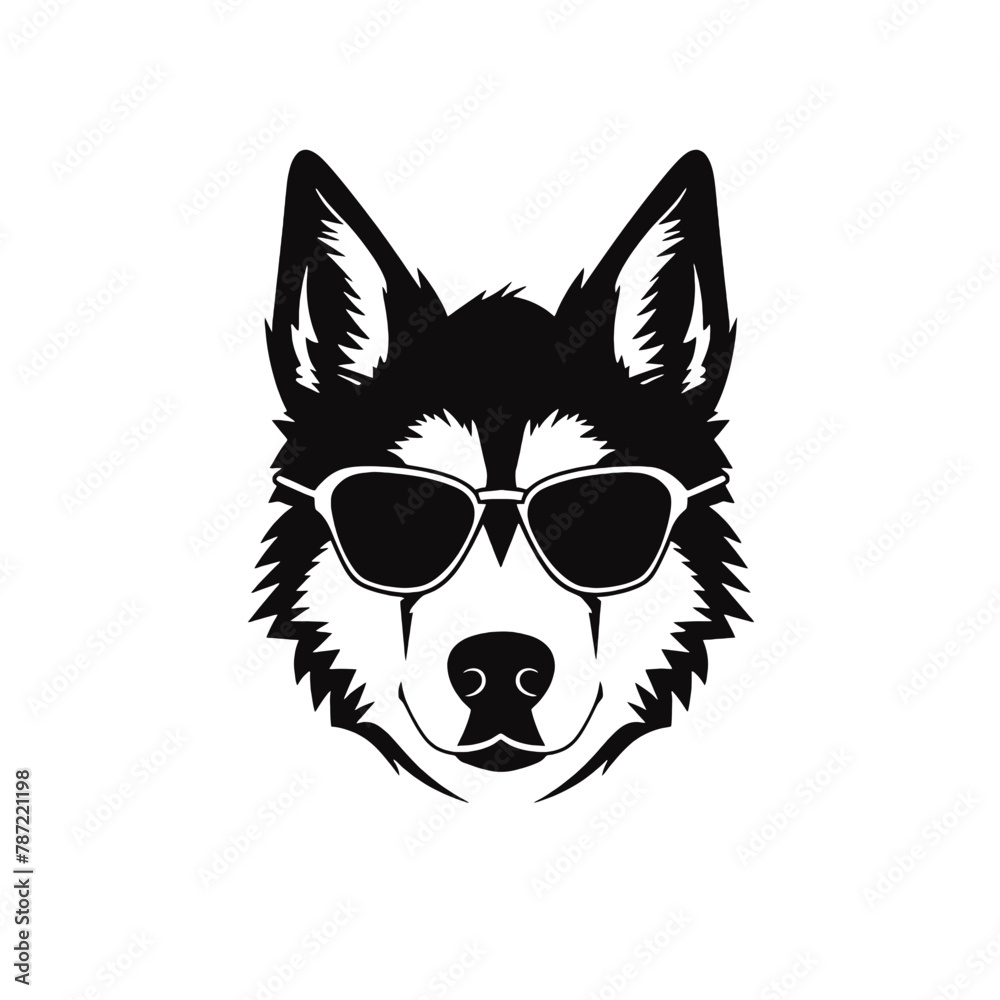 Husky silhouette, logo style vector illustration Husky silhouette, logo style vector illustration