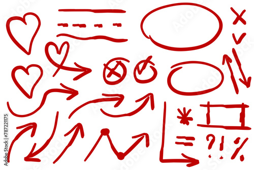 Red arrow vector design. Doodle Marker hand drawn shape vector illustration.