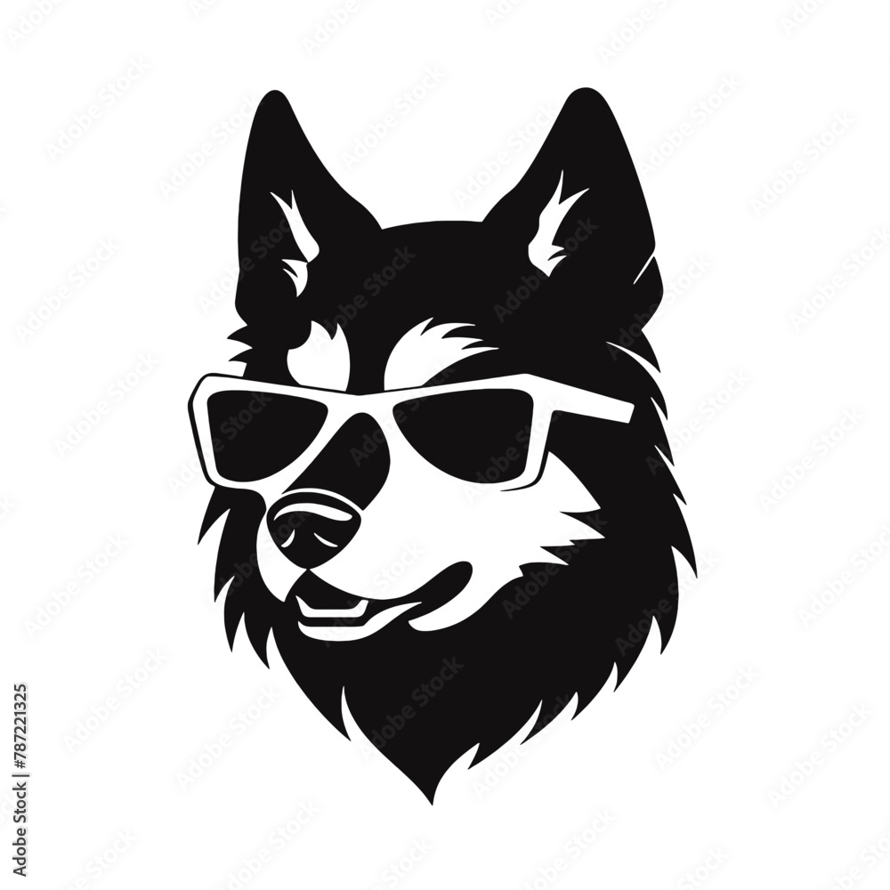 Husky silhouette, logo style vector illustration Husky silhouette, logo style vector illustration