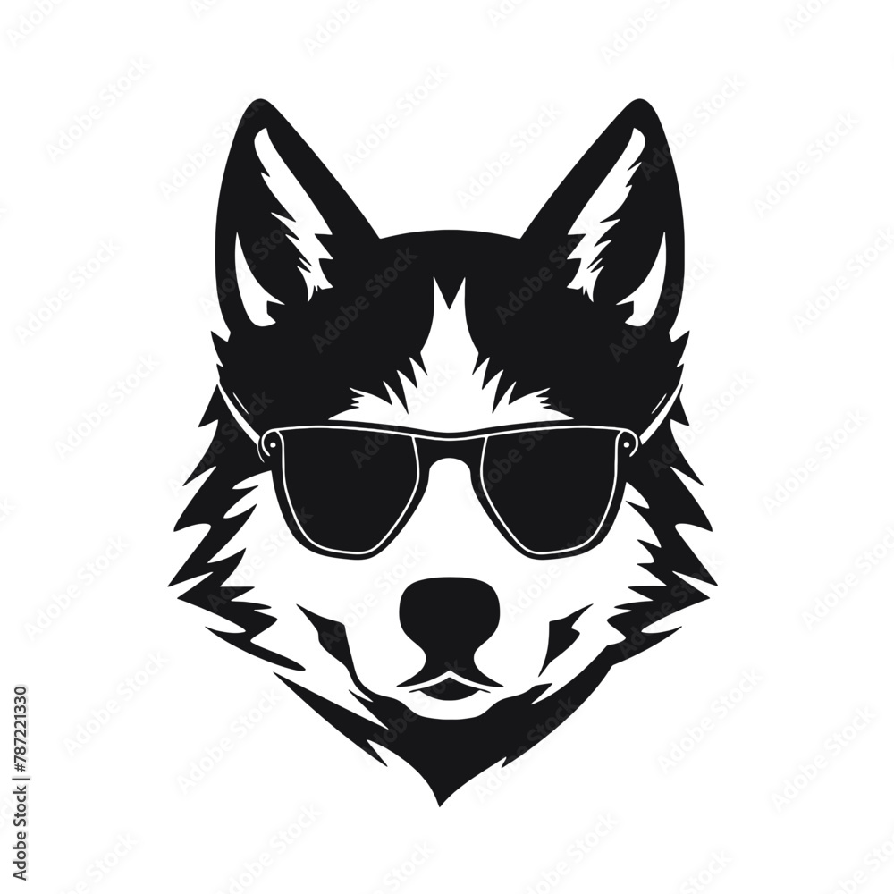 Husky silhouette, logo style vector illustration Husky silhouette, logo style vector illustration
