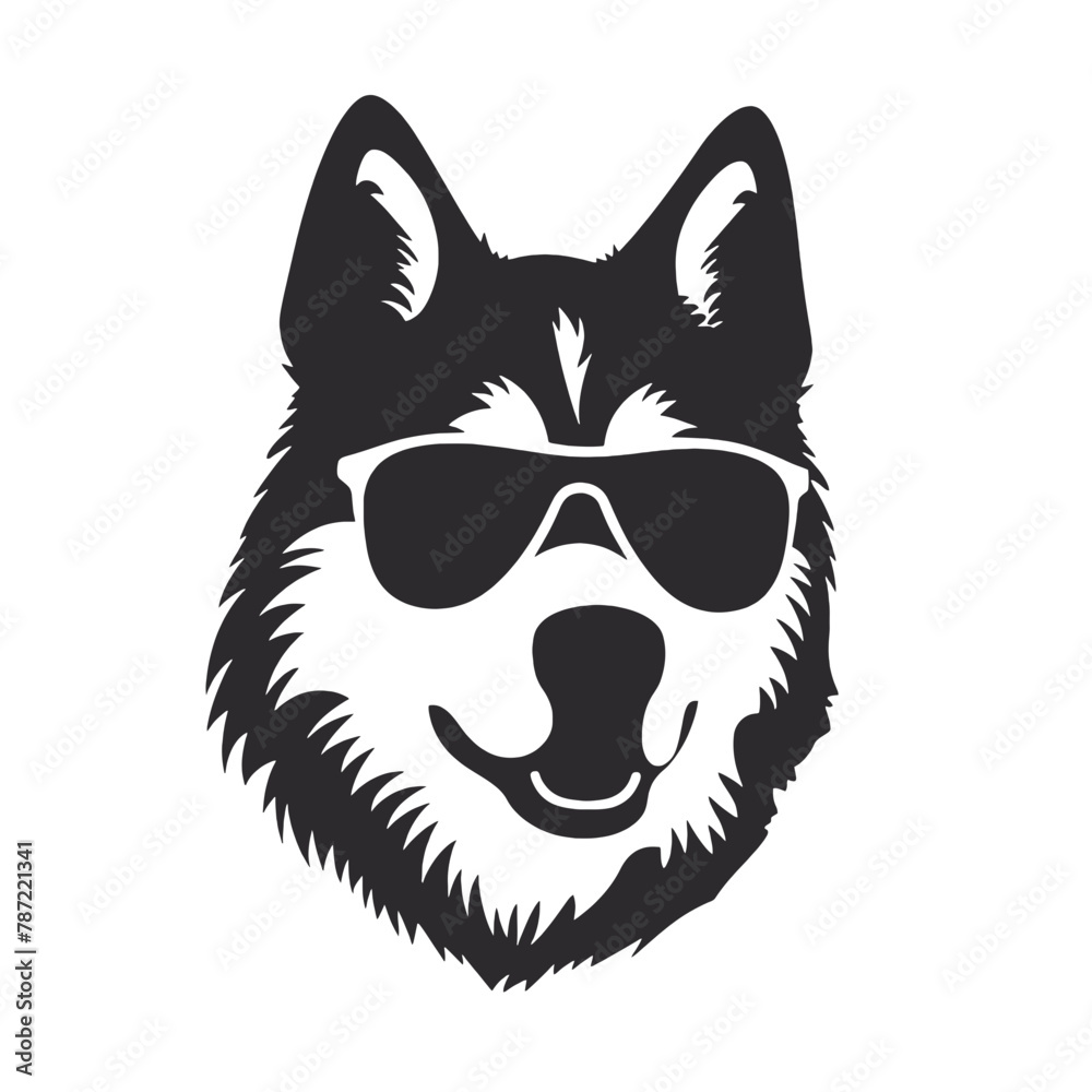 Husky silhouette, logo style vector illustration Husky silhouette, logo style vector illustration