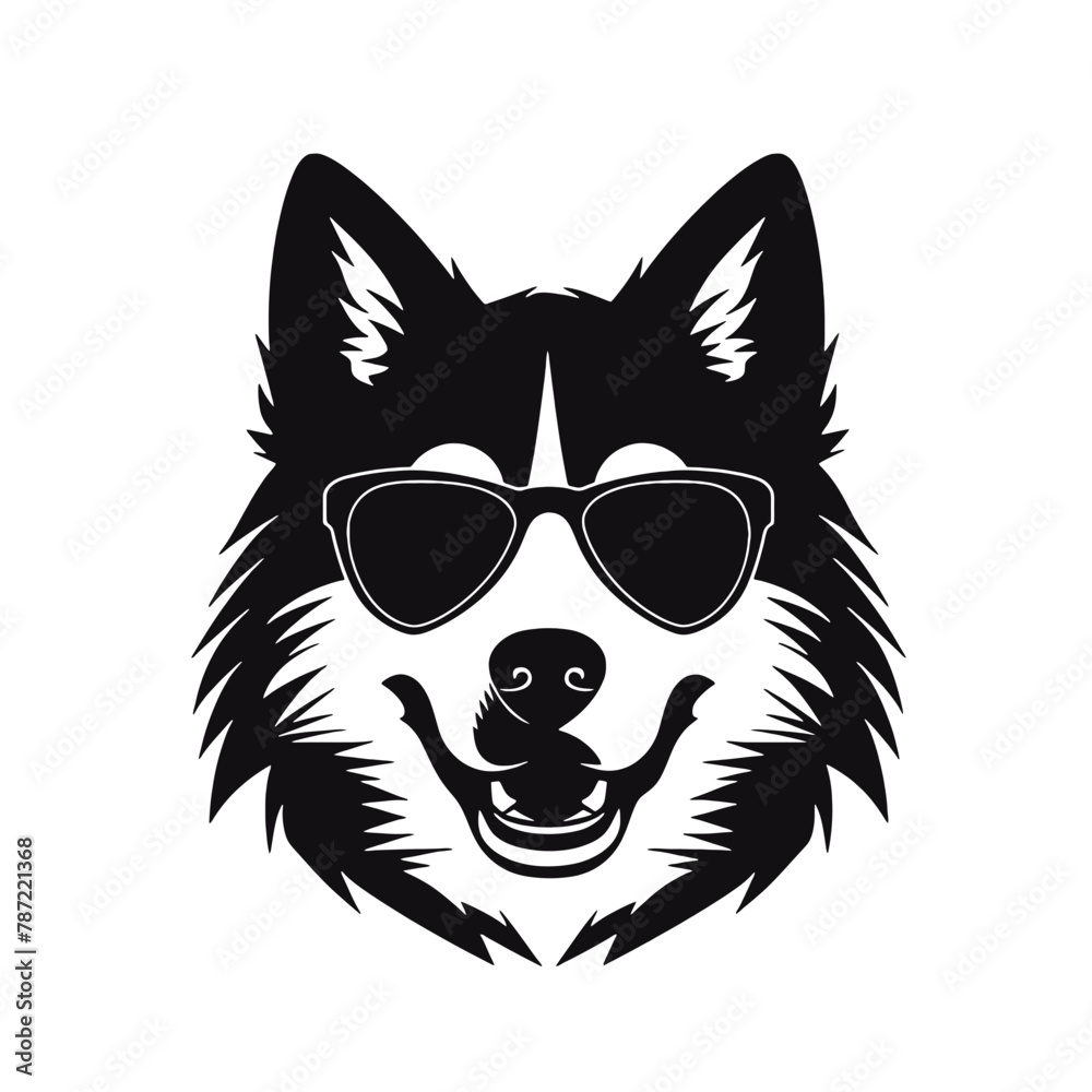 Husky silhouette, logo style vector illustration Husky silhouette, logo style vector illustration