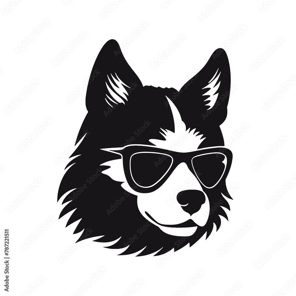 Husky silhouette, logo style vector illustration