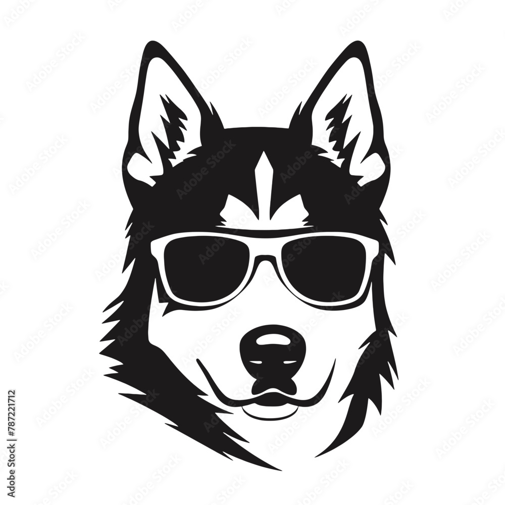Husky silhouette, logo style vector illustration Husky silhouette, logo style vector illustration