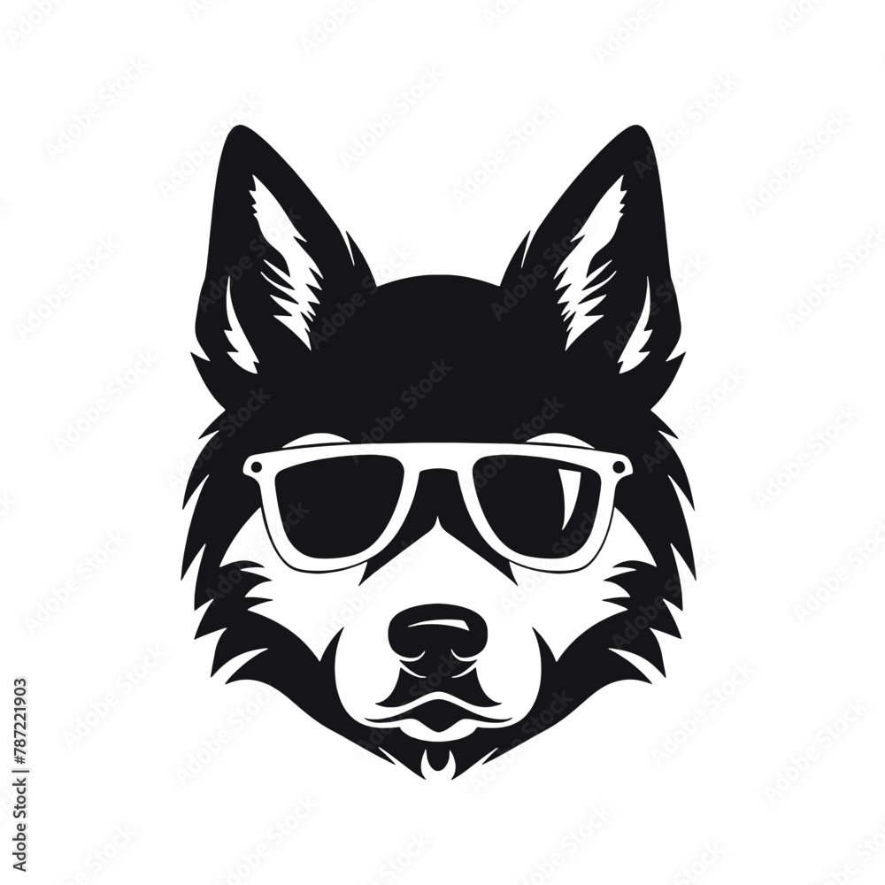 Husky silhouette, logo style vector illustration Husky silhouette, logo style vector illustration