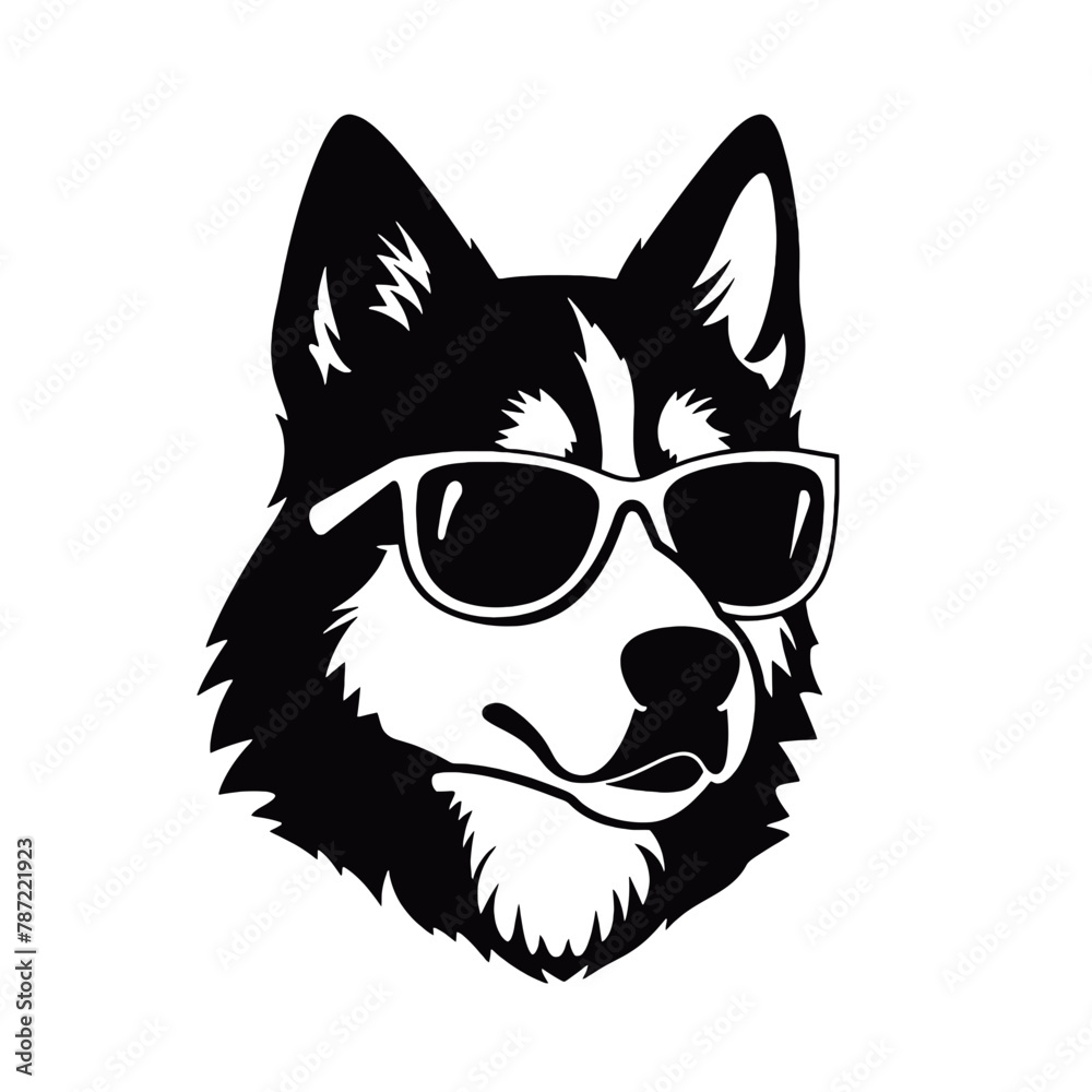Husky silhouette, logo style vector illustration Husky silhouette, logo style vector illustration