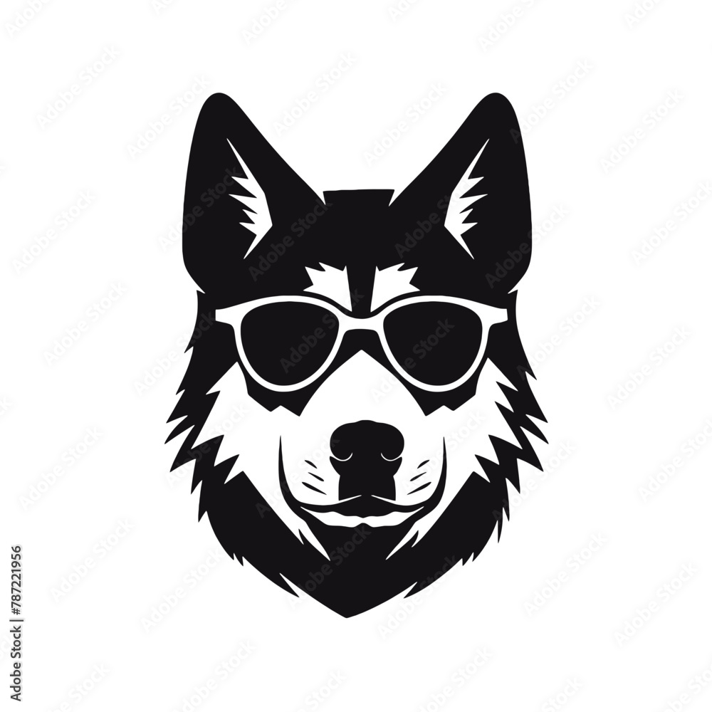 Husky silhouette, logo style vector illustration Husky silhouette, logo style vector illustration
